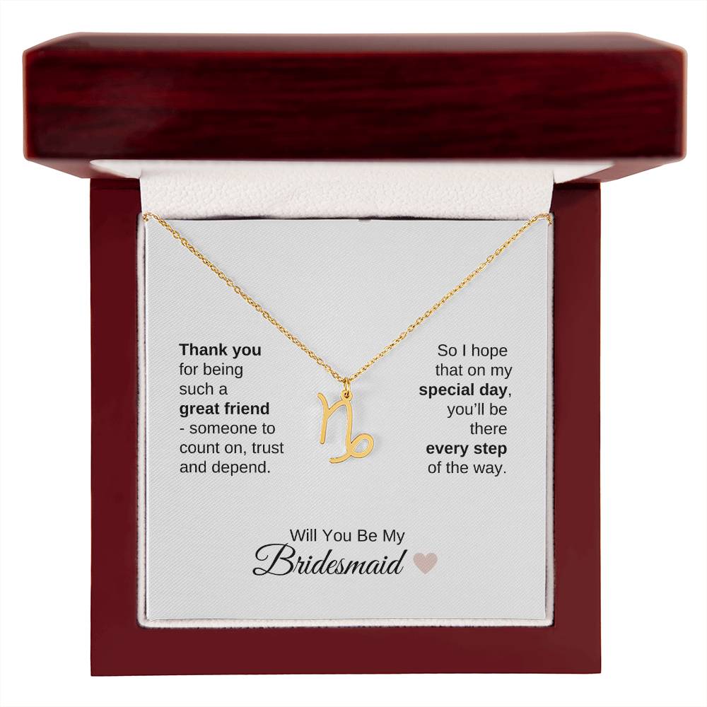 Will You Be My Bridesmaid Proposal Gift Zodiac Necklace