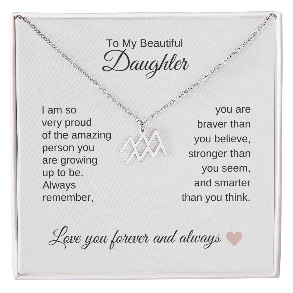 To My Beautiful Daughter Gift, Delicate Zodiac Necklace Gold or Stainless Steel, Gift for Daughter