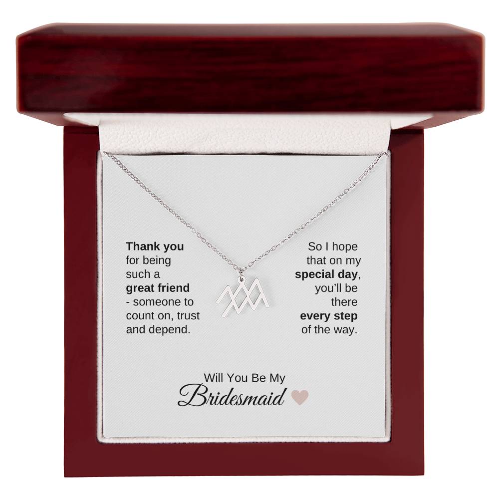 Will You Be My Bridesmaid Proposal Gift Zodiac Necklace