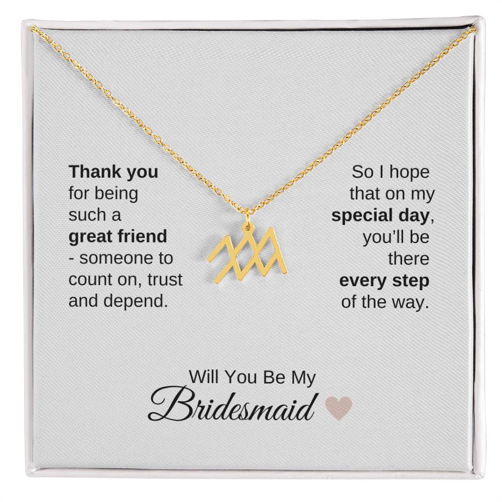 Will You Be My Bridesmaid Proposal Gift Zodiac Necklace