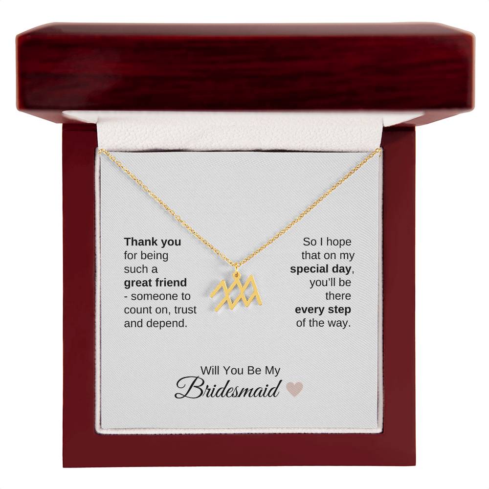 Will You Be My Bridesmaid Proposal Gift Zodiac Necklace