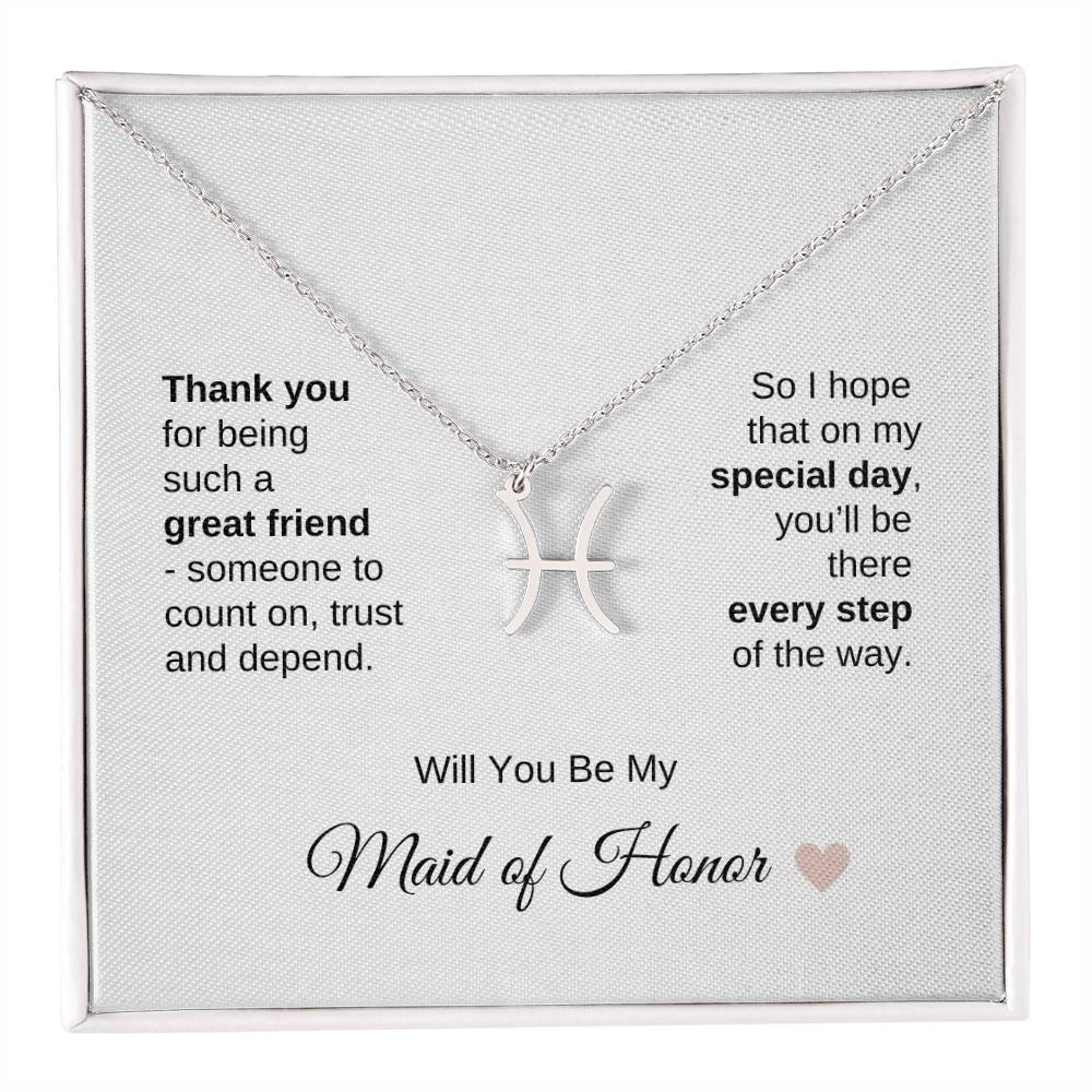 Will You Be My Maid of Honor Proposal Gift Zodiac Necklace