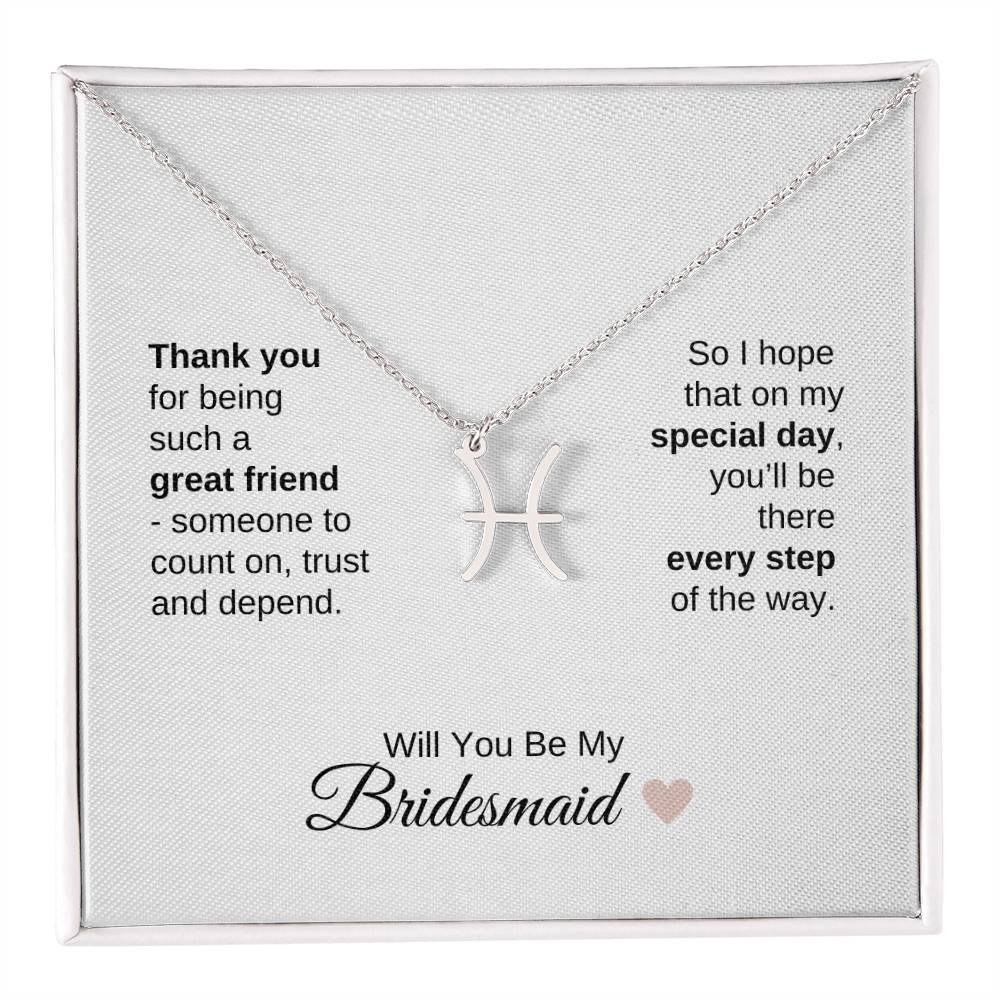 Will You Be My Bridesmaid Proposal Gift Zodiac Necklace