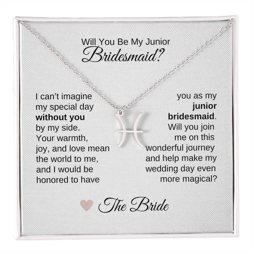 Junior Bridesmaid Proposal Gift, Zodiac Necklace, Jr Bridesmaid Gift