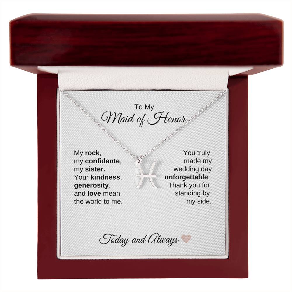 Maid of Honor Wedding Day Gifts Bridal Party Gifts Zodiac Necklace