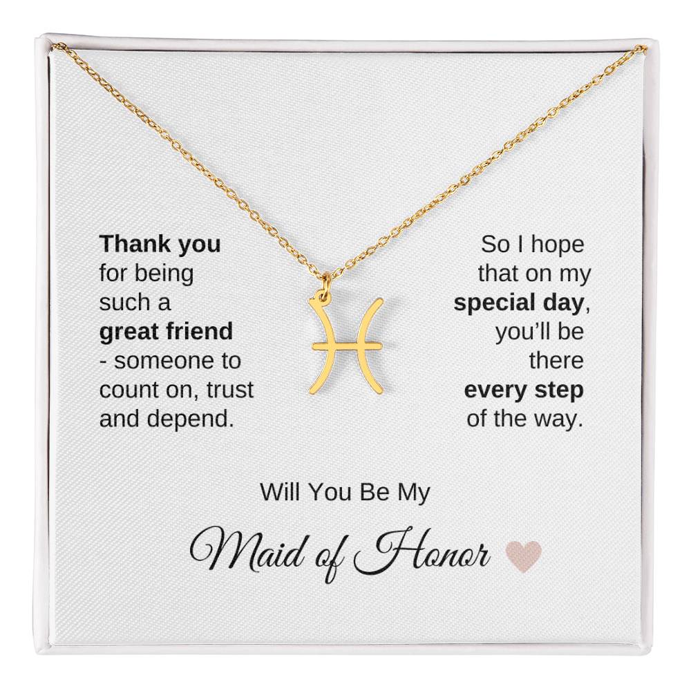 Will You Be My Maid of Honor Proposal Gift Zodiac Necklace