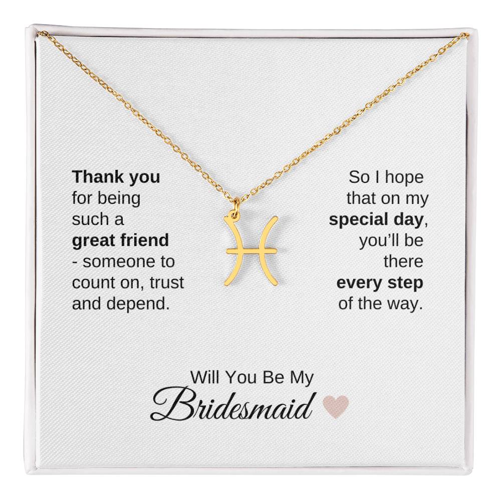 Will You Be My Bridesmaid Proposal Gift Zodiac Necklace