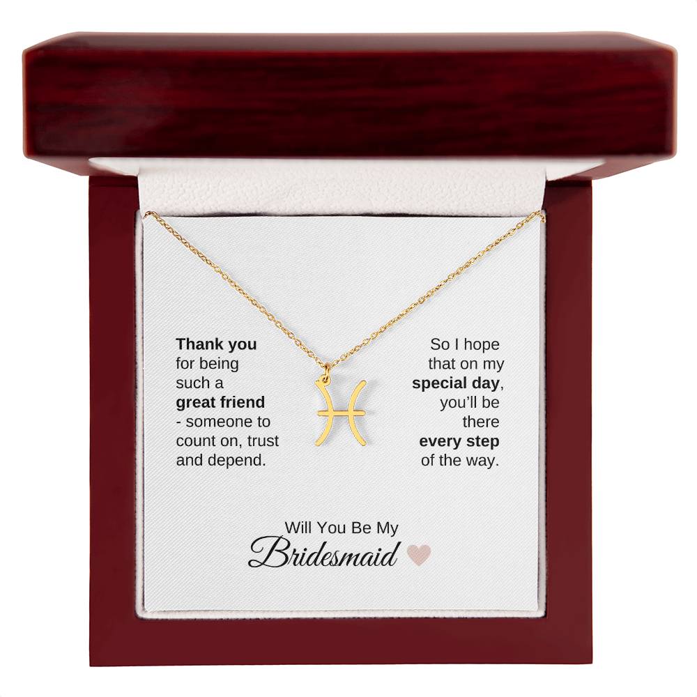 Will You Be My Bridesmaid Proposal Gift Zodiac Necklace
