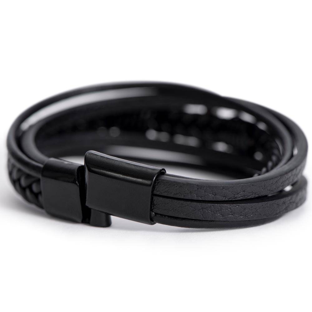 To The Best Dad Gift, Leather Cross Bracelet with Heartfelt Message Card