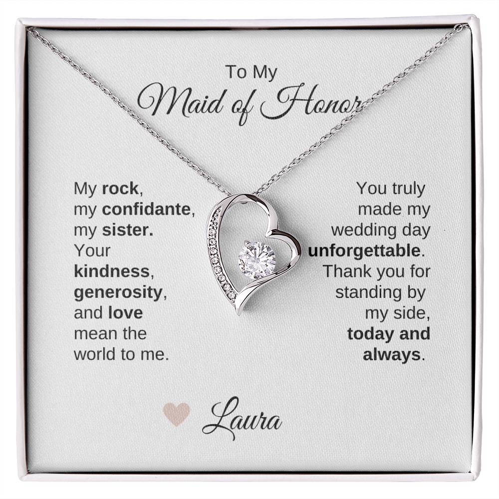 Maid of Honor Wedding Day Gifts Bridal Party Gifts Gold Heart Necklace