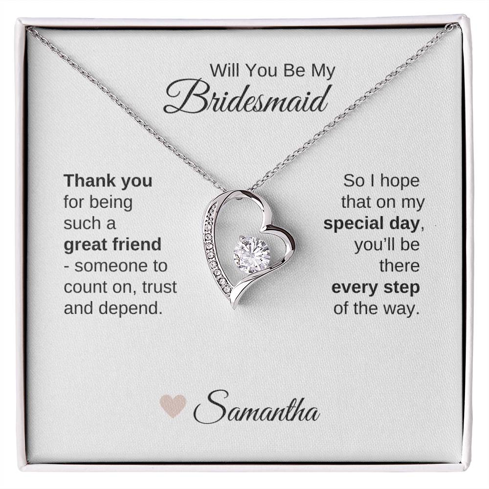 Will You Be My Bridesmaid Proposal Gift Gold Heart Necklace