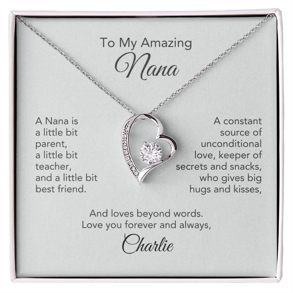 Personalized Love: Heart Necklace Gift with Message Card for Nana - Timeless Sentiments!