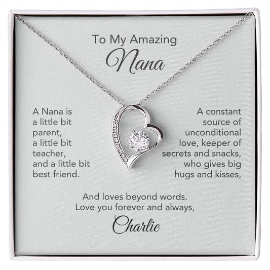 Personalized Love: Heart Necklace Gift with Message Card for Nana - Timeless Sentiments!