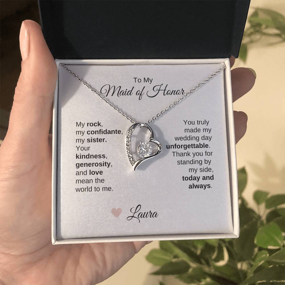 Maid of Honor Wedding Day Gifts Bridal Party Gifts Gold Heart Necklace