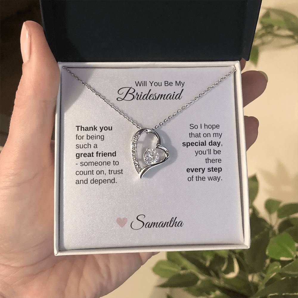 Will You Be My Bridesmaid Proposal Gift Gold Heart Necklace