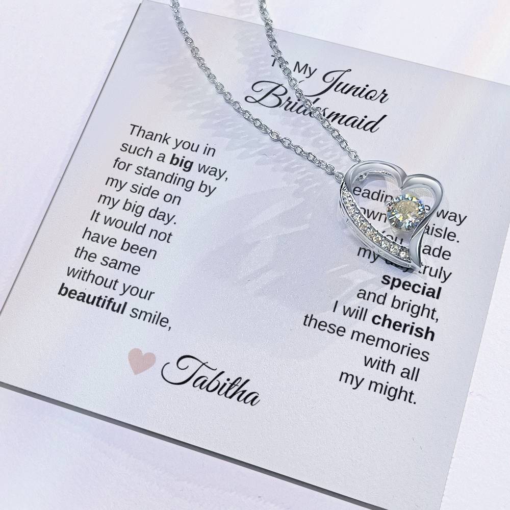 Junior Bridesmaid Gifts Wedding Bridal Party Gifts Gold Heart Necklace - MKT Custom Jewelry