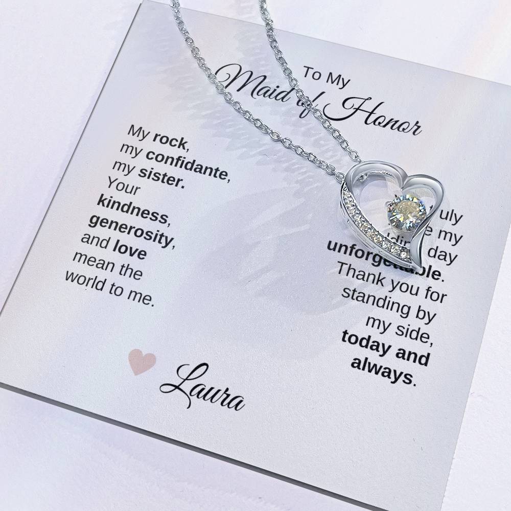 Maid of Honor Wedding Day Gifts Bridal Party Gifts Gold Heart Necklace