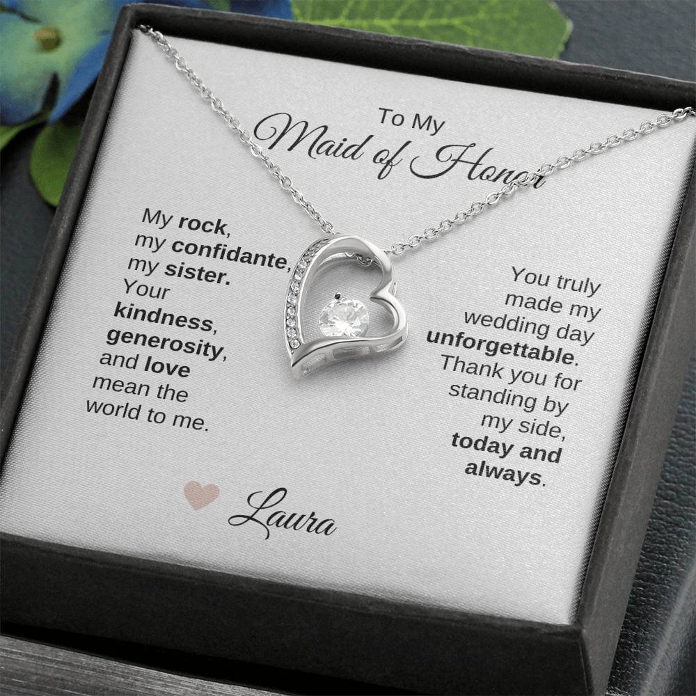 Maid of Honor Wedding Day Gifts Bridal Party Gifts Gold Heart Necklace