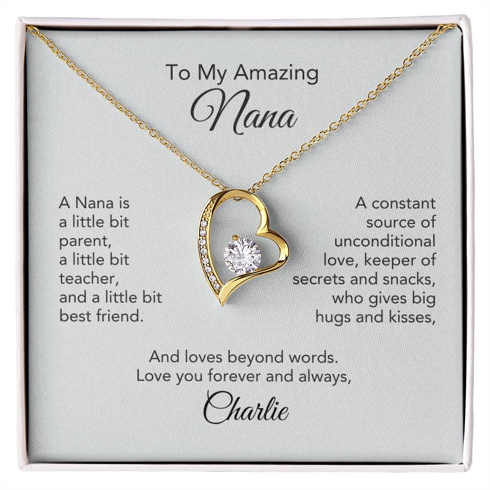 Personalized Love: Heart Necklace Gift with Message Card for Nana - Timeless Sentiments!