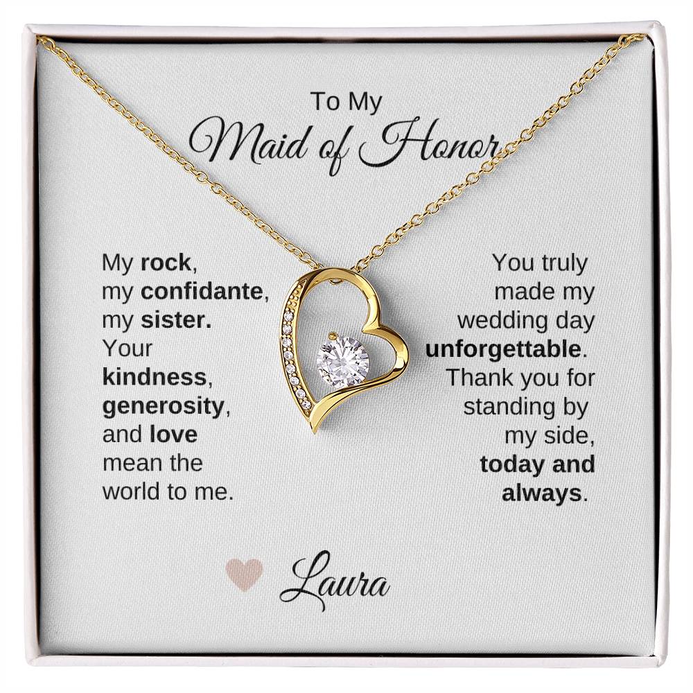 Maid of Honor Wedding Day Gifts Bridal Party Gifts Gold Heart Necklace