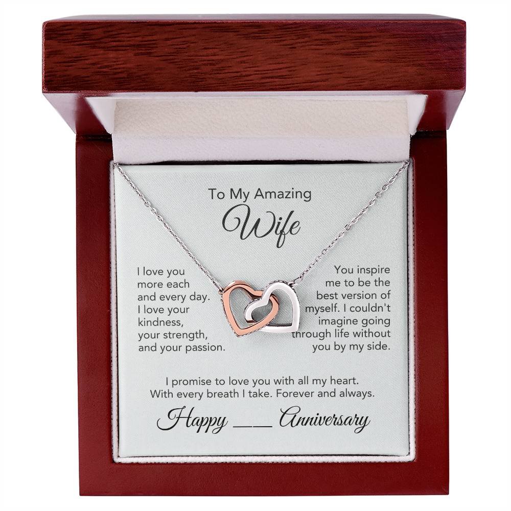 Anniversary Present Wife Interlocking Hearts Necklace - MKT Custom Jewelry