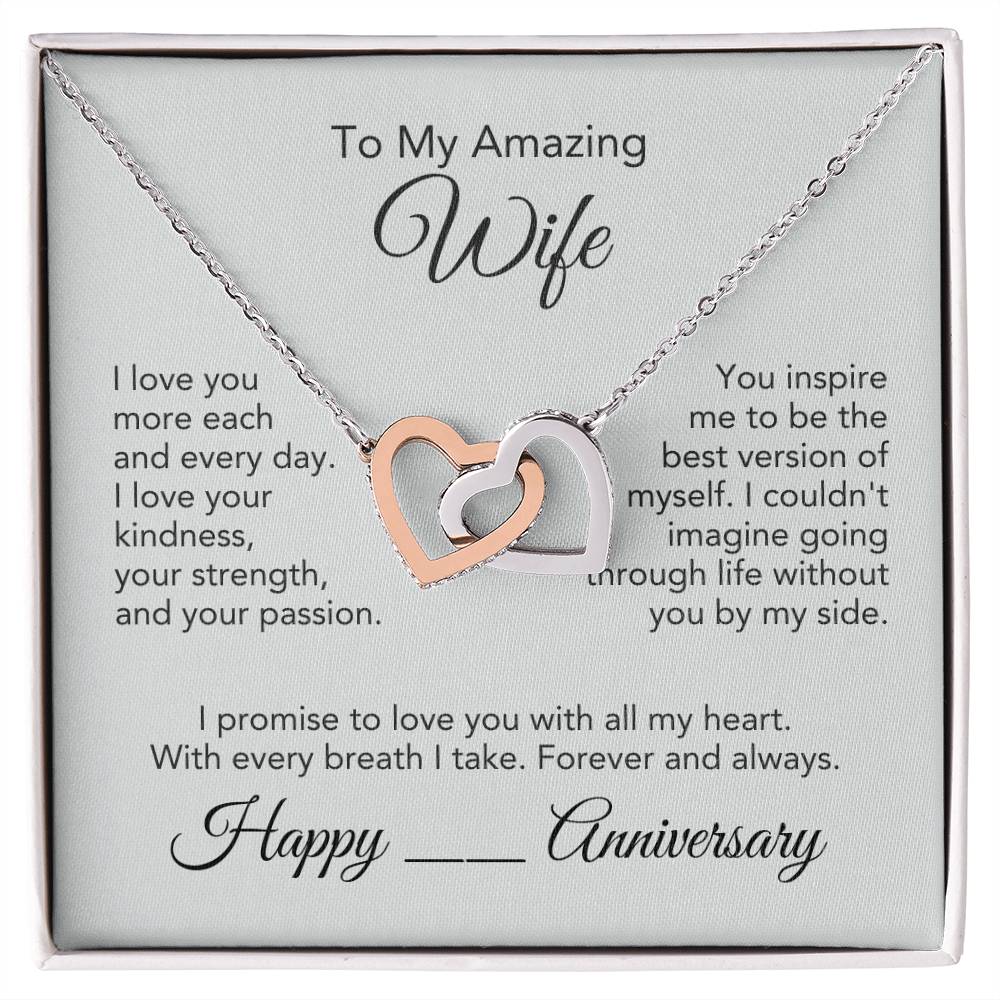 Anniversary Present Wife Interlocking Hearts Necklace - MKT Custom Jewelry
