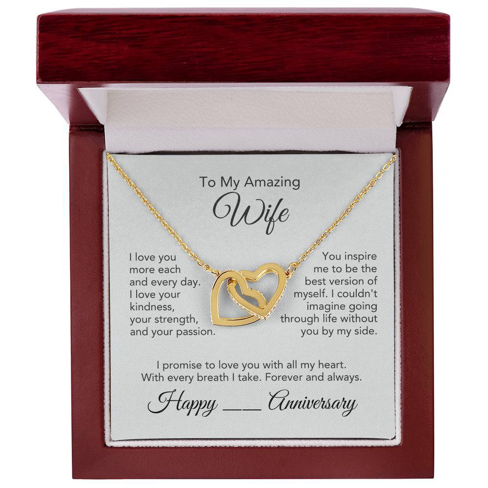 Anniversary Present Wife Interlocking Hearts Necklace - MKT Custom Jewelry