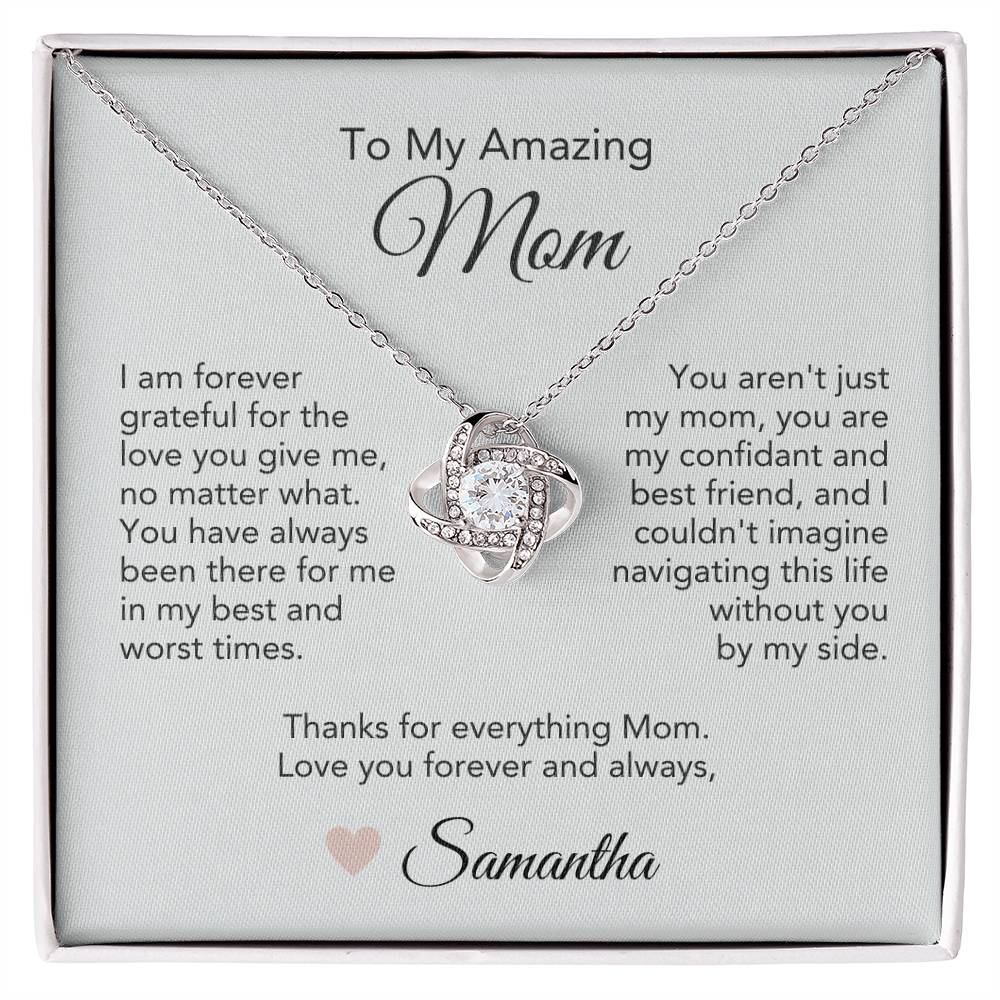 Mom Necklace Gift Ideas for Mom Necklace for Mom Gold Love Knot - MKT Custom Jewelry
