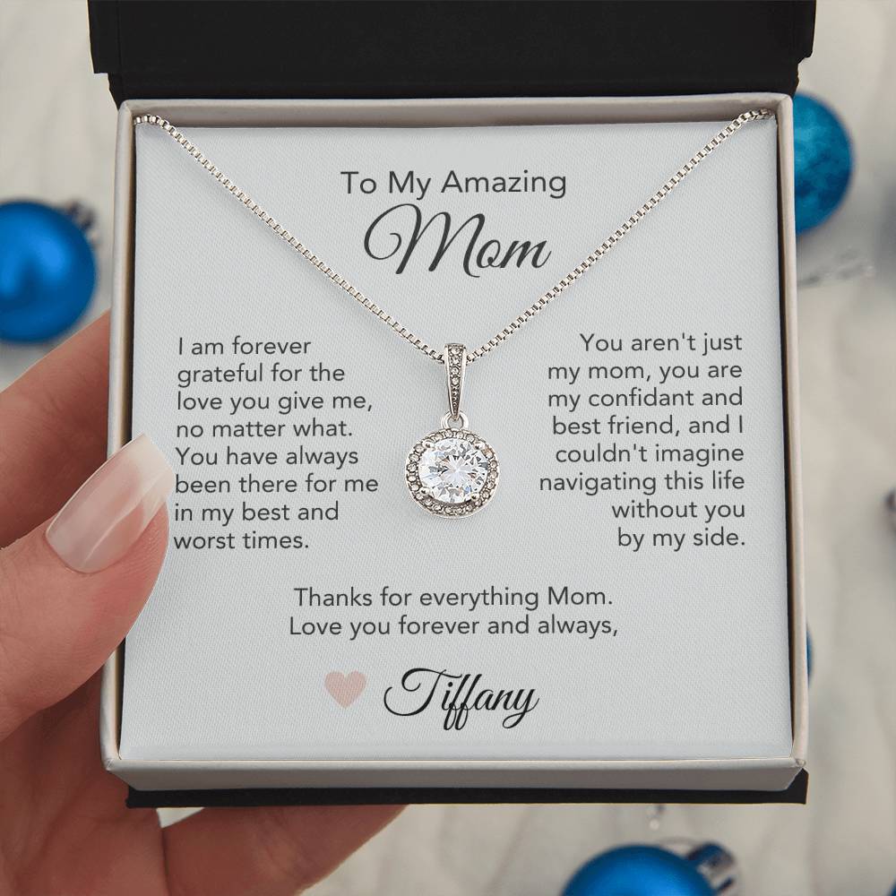 Mom Necklace Present Ideas for Mother Idea Gifts White Gold Pendant - MKT Custom Jewelry