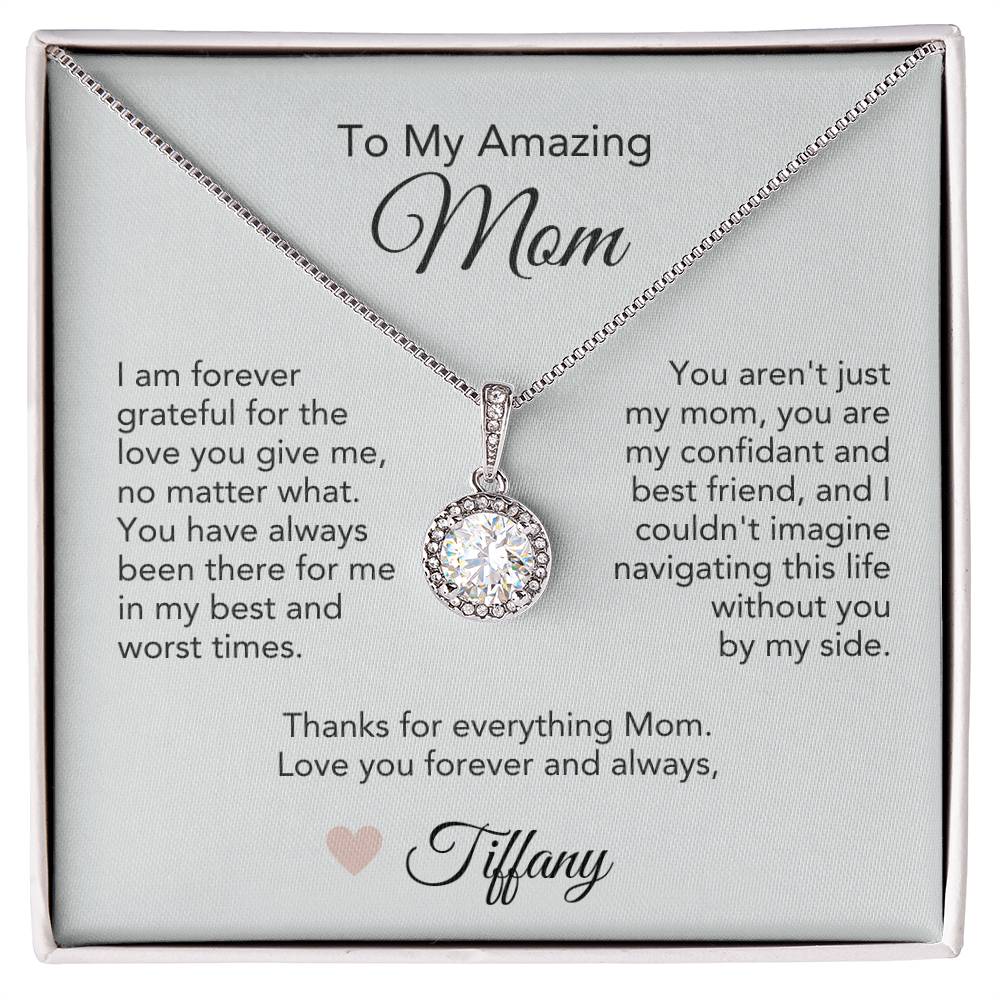 Mom Necklace Present Ideas for Mother Idea Gifts White Gold Pendant - MKT Custom Jewelry