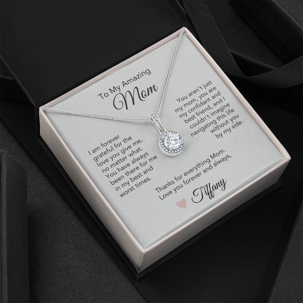 Mom Necklace Present Ideas for Mother Idea Gifts White Gold Pendant - MKT Custom Jewelry