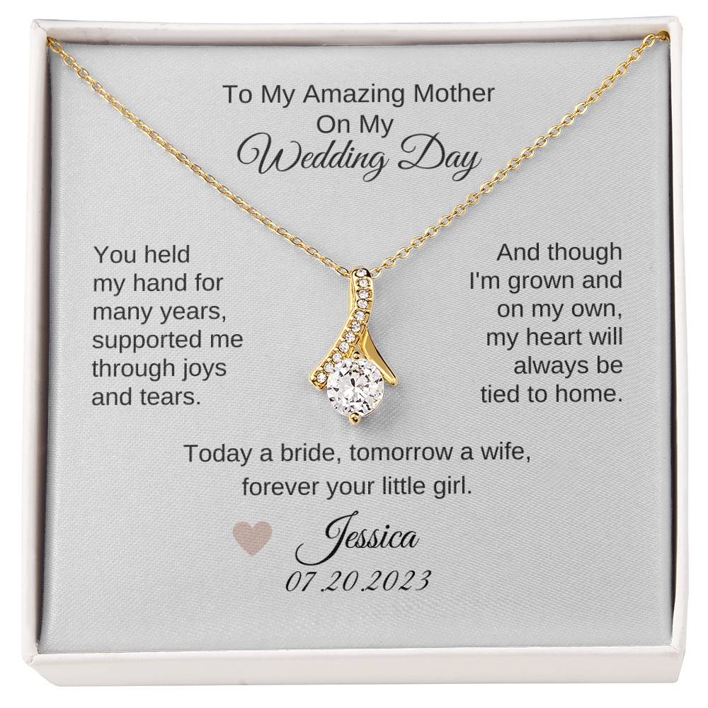 Mother of the Bride Gift from Daughter Wedding Planning to my Mother on my Wedding Day Necklace Gift - MKTCustomDesigns