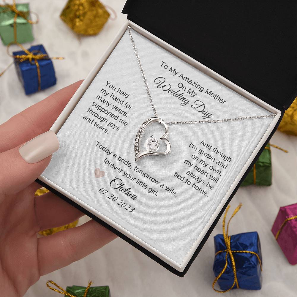 Mother of the Bride Gift from Daughter Wedding Planning to my Mother on my Wedding Day Necklace Gift - MKTCustomDesigns