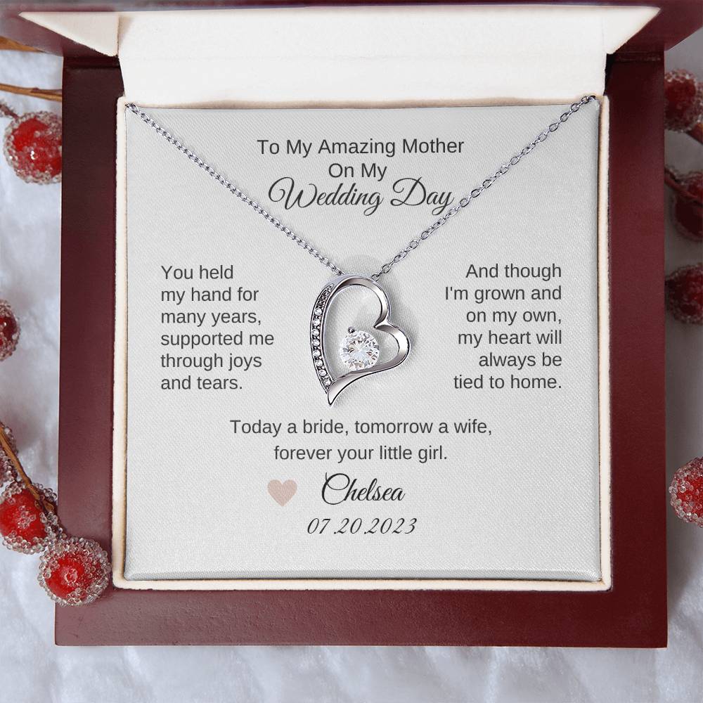 Mother of the Bride Gift from Daughter Wedding Planning to my Mother on my Wedding Day Necklace Gift - MKTCustomDesigns