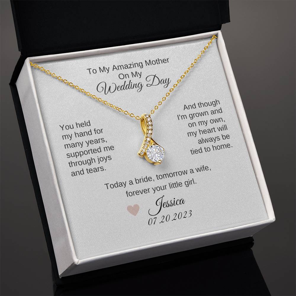 Mother of the Bride Gift from Daughter Wedding Planning to my Mother on my Wedding Day Necklace Gift - MKTCustomDesigns
