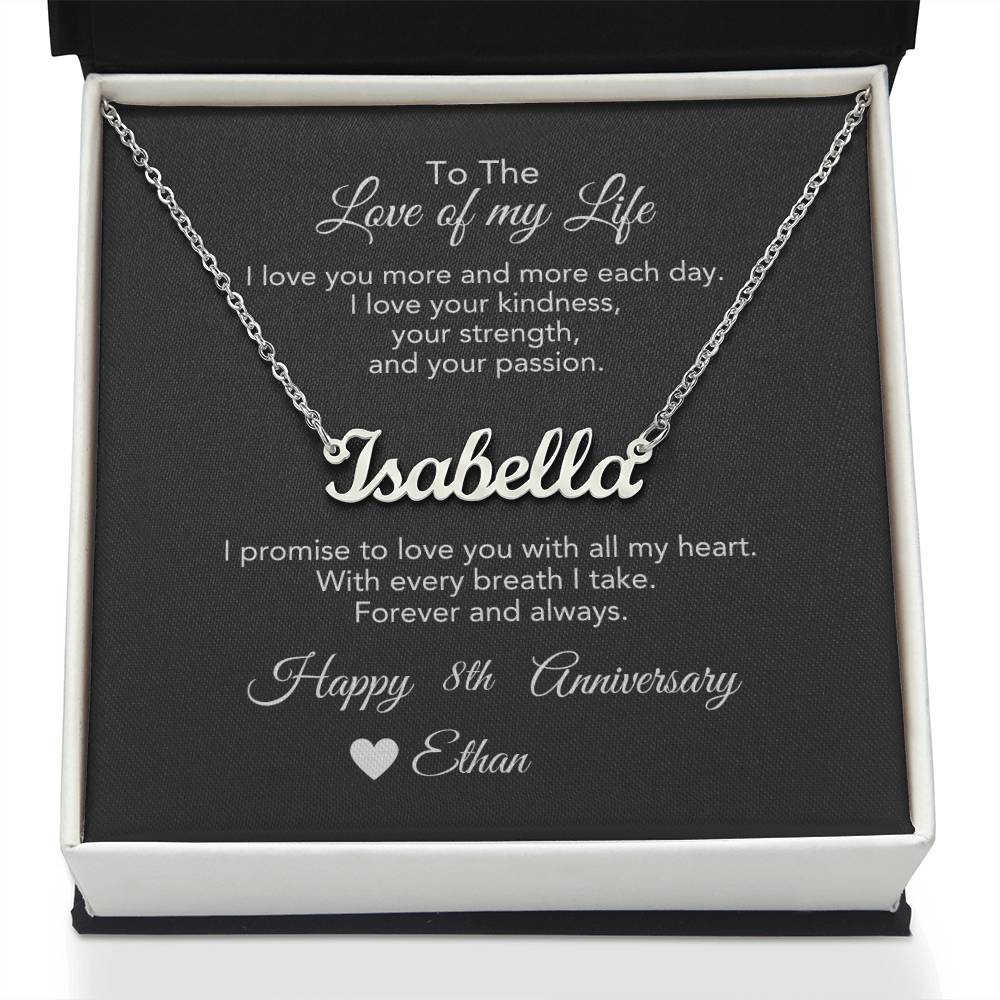 Personalized Anniversary Gift for Her, Enter Year & Name, Necklace & Message Card - MKTCustomDesigns