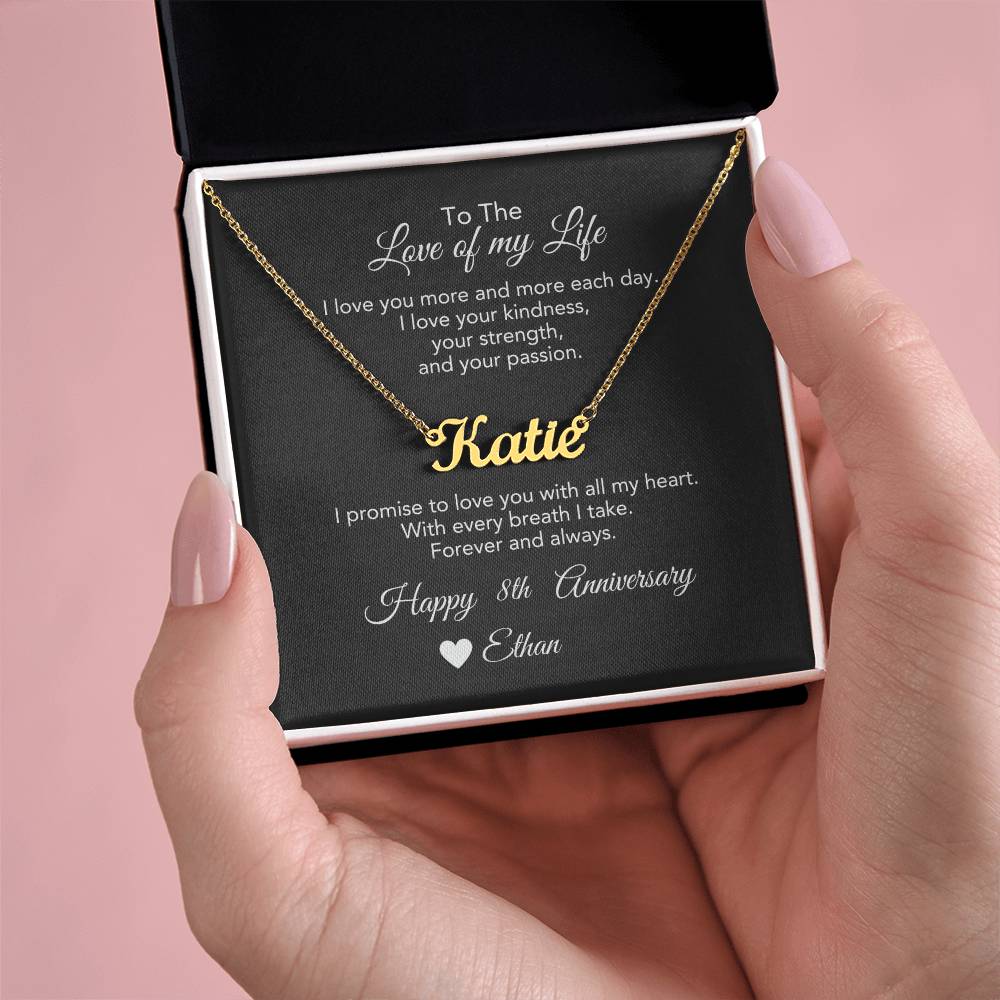 Personalized Anniversary Gift for Her, Enter Year & Name, Necklace & Message Card - MKTCustomDesigns