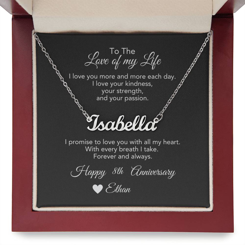 Personalized Anniversary Gift for Her, Enter Year & Name, Necklace & Message Card - MKTCustomDesigns