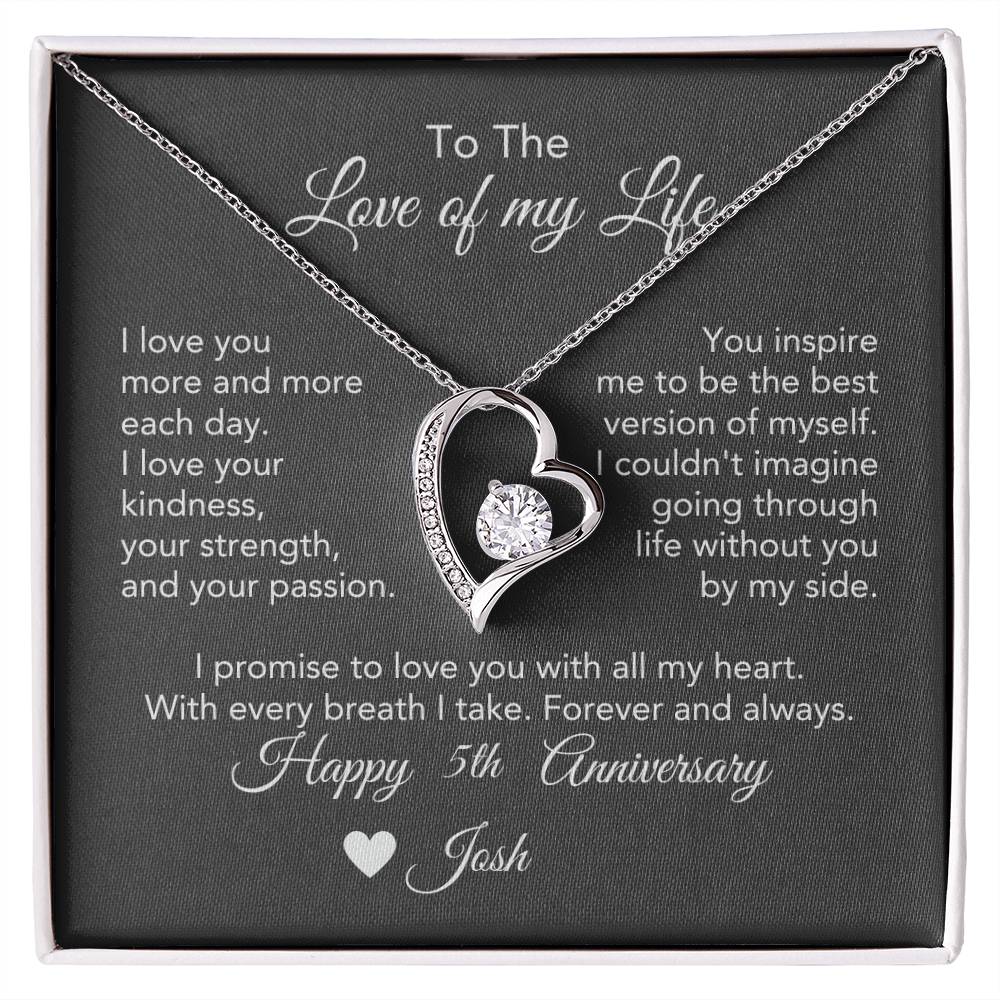 Personalized Anniversary Gift for Her, Enter Year & Name, Necklace & Message Card - MKTCustomDesigns