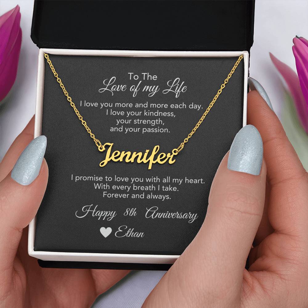 Personalized Anniversary Gift for Her, Enter Year & Name, Necklace & Message Card - MKTCustomDesigns