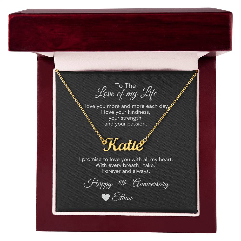 Personalized Anniversary Gift for Her, Enter Year & Name, Necklace & Message Card - MKTCustomDesigns
