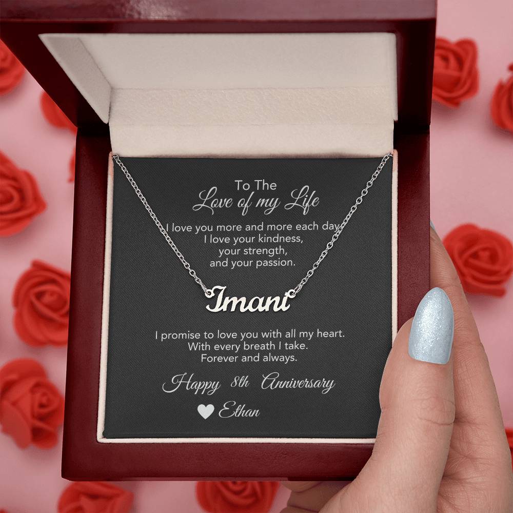 Personalized Anniversary Gift for Her, Enter Year & Name, Necklace & Message Card - MKTCustomDesigns