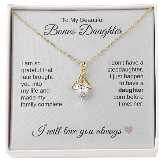 To My Bonus Daughter Necklace Gift, Stepdaughter Gift for Birthday, Christmas Gift for Step Daughter - MKTCustomDesigns
