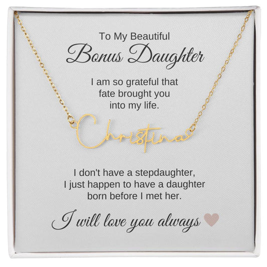 To My Bonus Daughter Necklace Gift, Stepdaughter Gift for Birthday, Christmas Gift for Step Daughter - MKTCustomDesigns