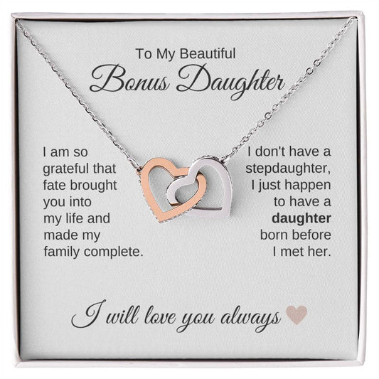 To My Bonus Daughter Necklace Gift, Stepdaughter Gift for Birthday, Christmas Gift for Step Daughter - MKTCustomDesigns