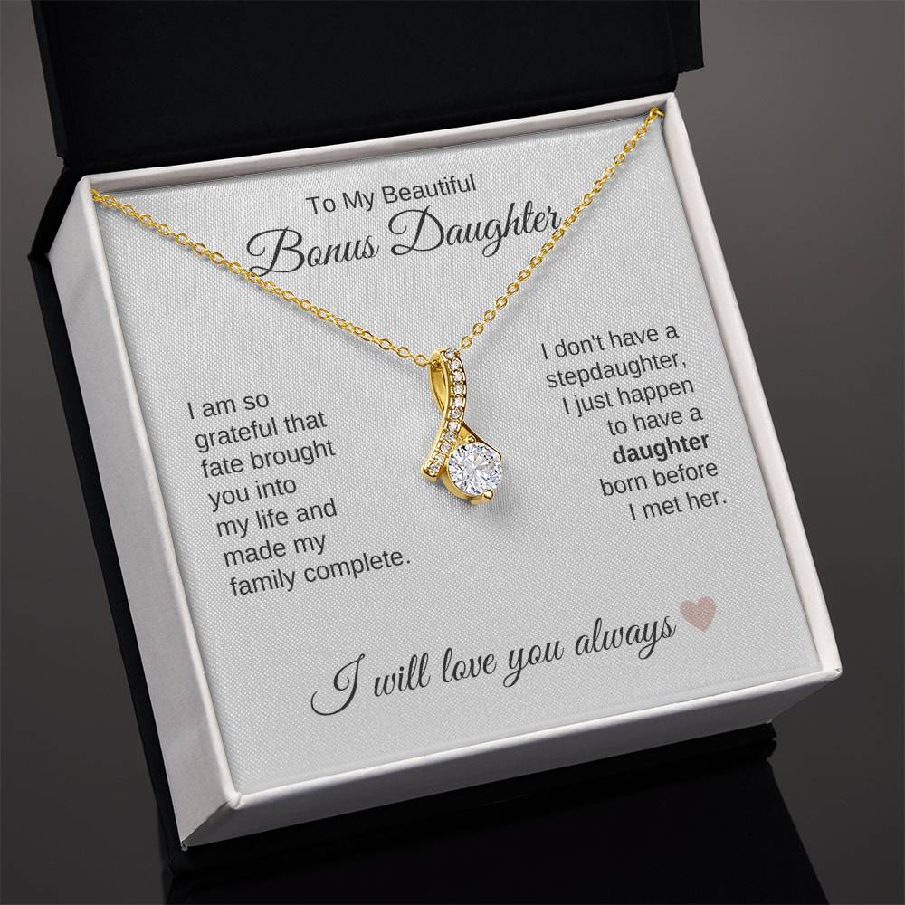 To My Bonus Daughter Necklace Gift, Stepdaughter Gift for Birthday, Christmas Gift for Step Daughter - MKTCustomDesigns
