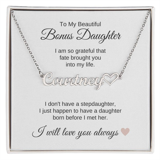 To My Bonus Daughter Necklace Gift, Stepdaughter Gift for Birthday, Christmas Gift for Step Daughter - MKTCustomDesigns