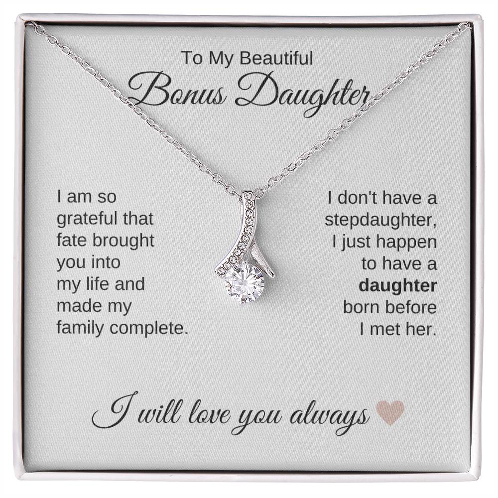 To My Bonus Daughter Necklace Gift, Stepdaughter Gift for Birthday, Christmas Gift for Step Daughter - MKTCustomDesigns