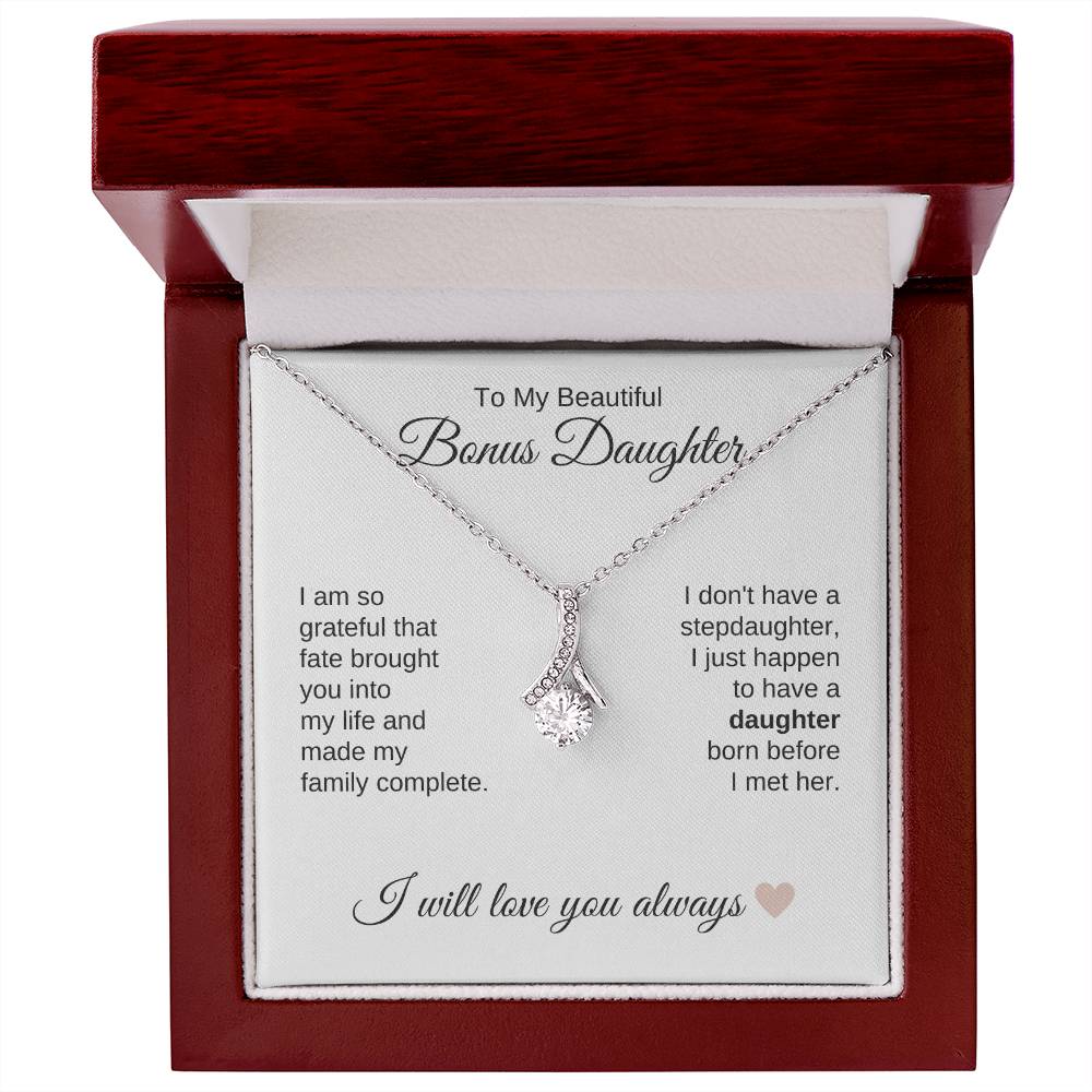 To My Bonus Daughter Necklace Gift, Stepdaughter Gift for Birthday, Christmas Gift for Step Daughter - MKTCustomDesigns