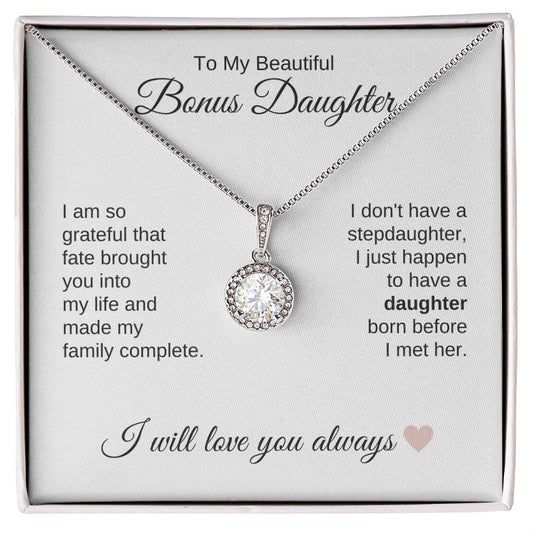 To My Bonus Daughter Necklace Gift, Stepdaughter Gift for Birthday, Christmas Gift for Step Daughter - MKTCustomDesigns